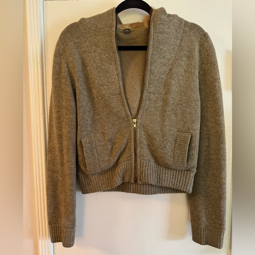 One Girl Who Lambswool and rabbit fur hoodie